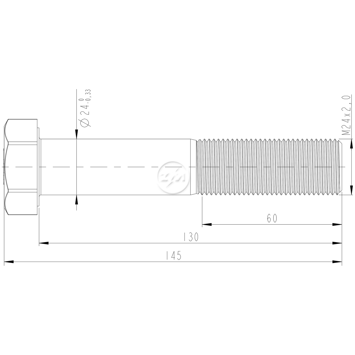 Kit 24 Parafuso Pino Tensor M24-2,0 X 130 X CH36 - ZM - 3202412 - (2)
