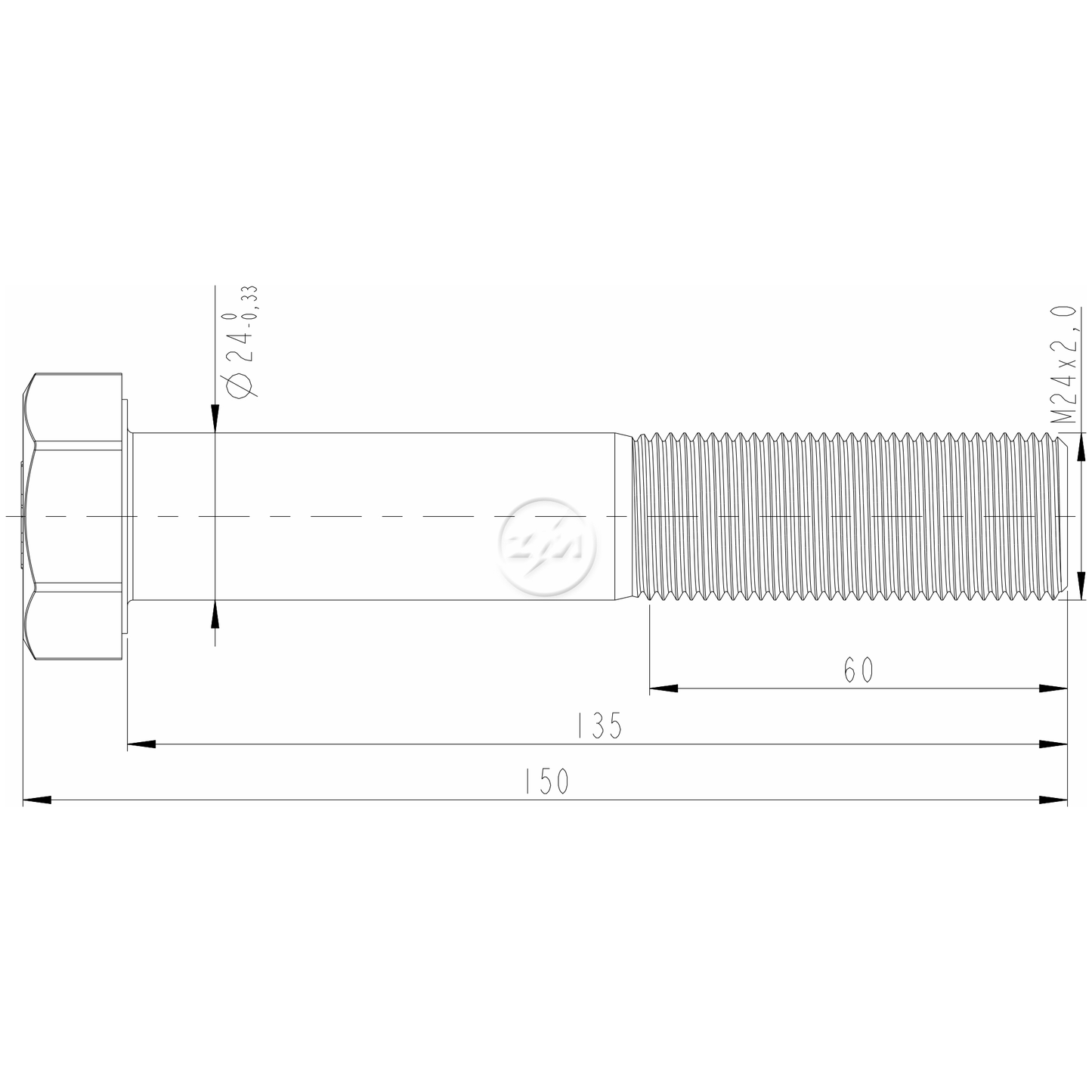 Kit 24 Parafuso Pino Tensor M24-2,0 X 135 X CH36 - ZM - 3202413 - (2)
