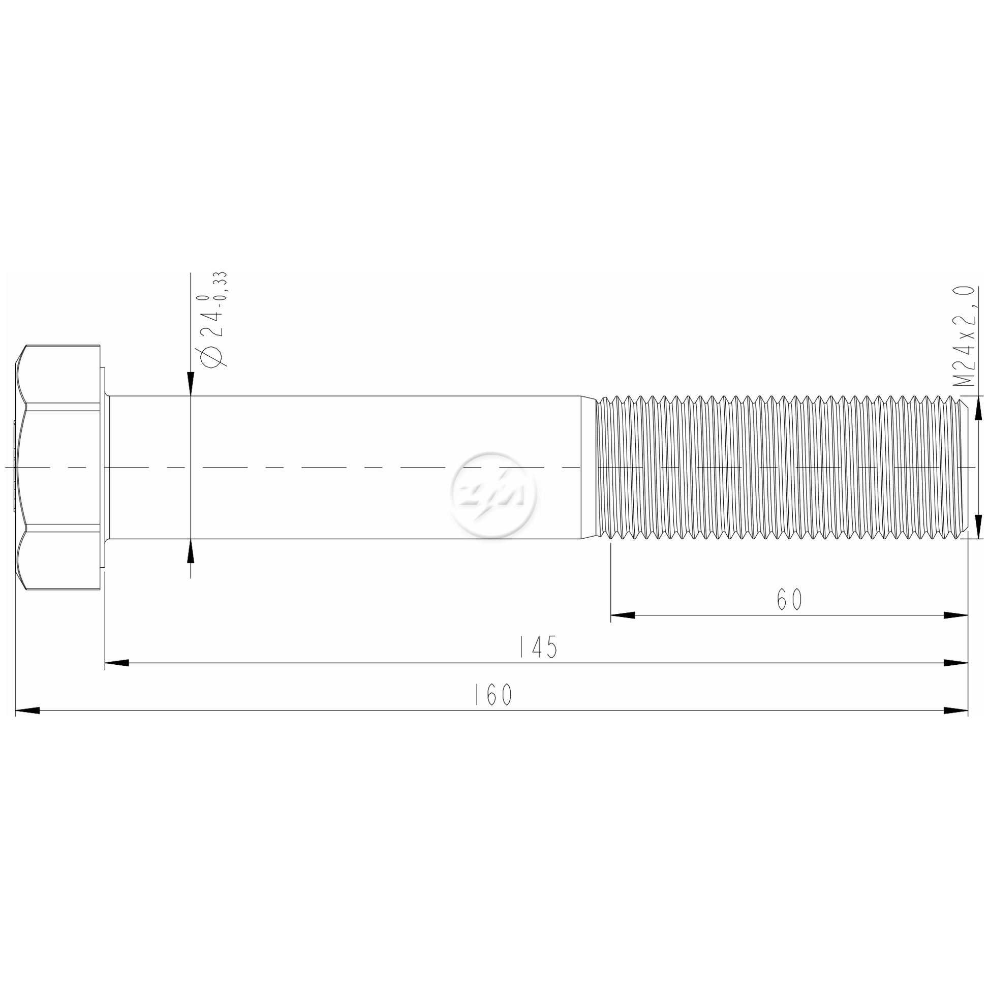 Kit 20 Parafuso Pino Tensor M24-2,0 X 145 X CH36 - ZM - 3202414 - (2)