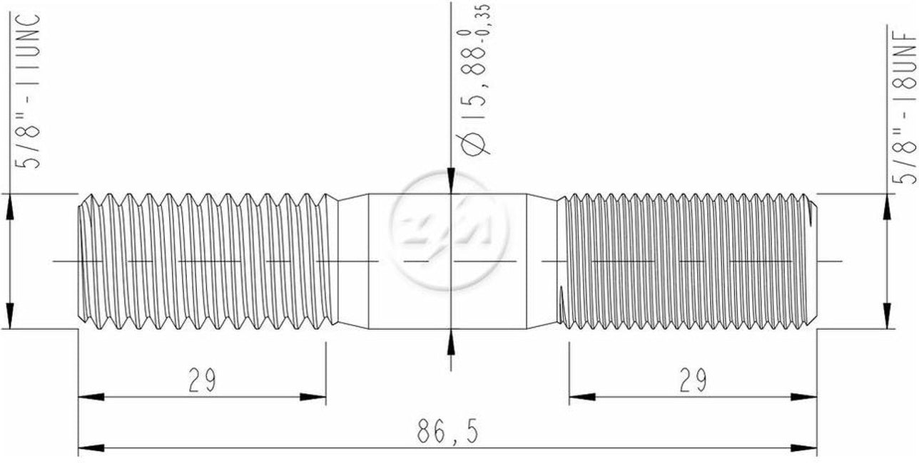 Kit 50 Prisioneiro Roda 5/8"-11UNCx5/8"x3,13/32" - ZM - 3250890 - (2)