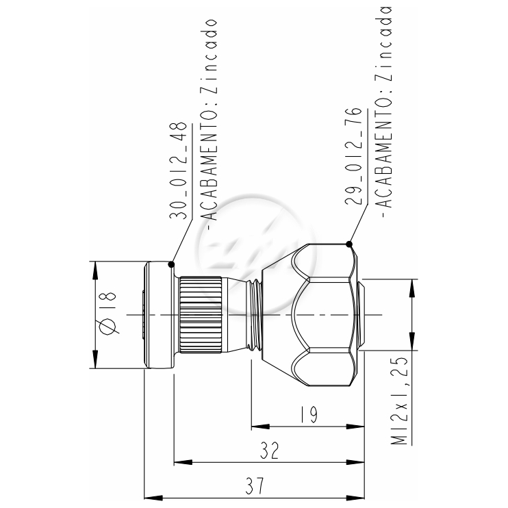 Kit 50 Parafuso Roda M12-1,25x32/37xCH21xH16 - ZM - 4001207 - (2)