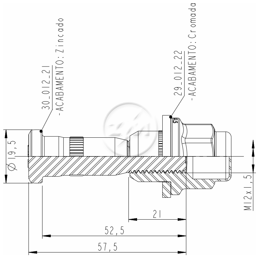 Kit 50 Parafuso Roda M12-1,5x52,5/57,5xCH21 - ZM - 40.012.09 - (2)