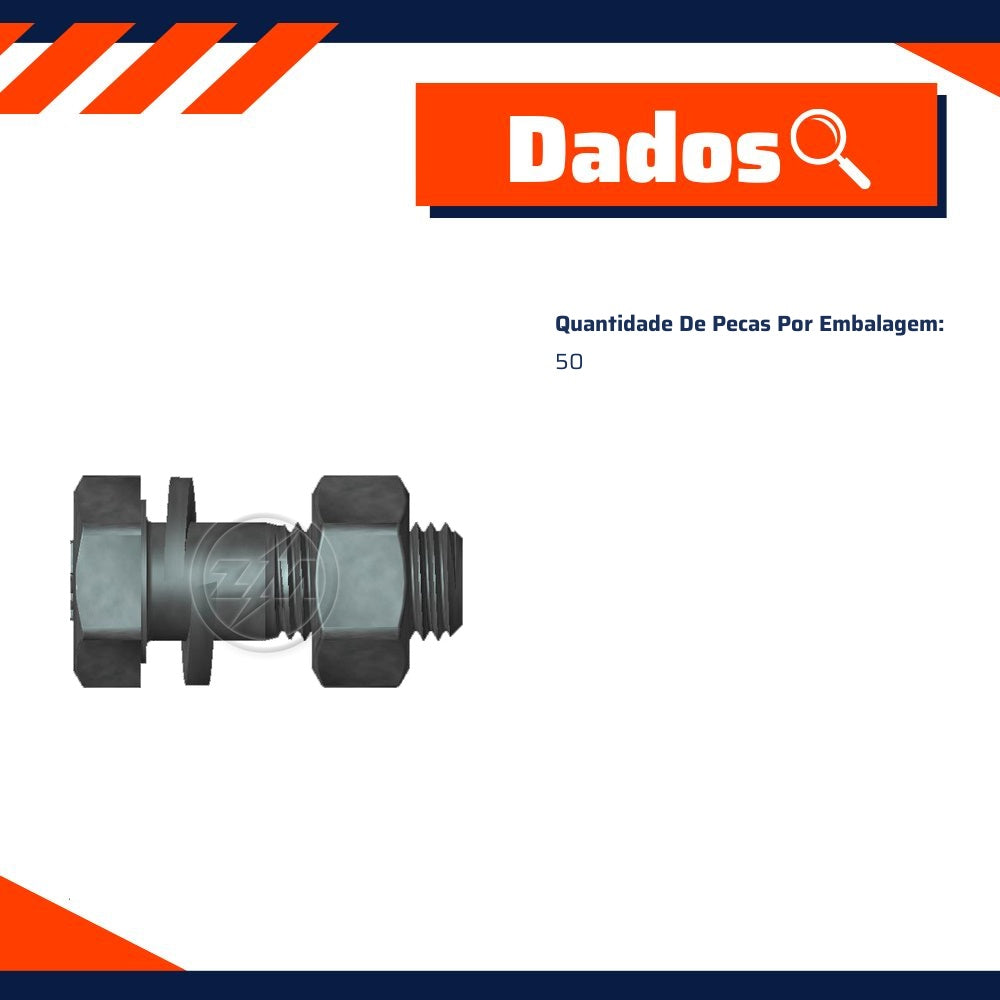 Kit 50 Parafuso Cardan M12-1,5x32xCH19xH10 - ZM - 40.012.10 - (8)