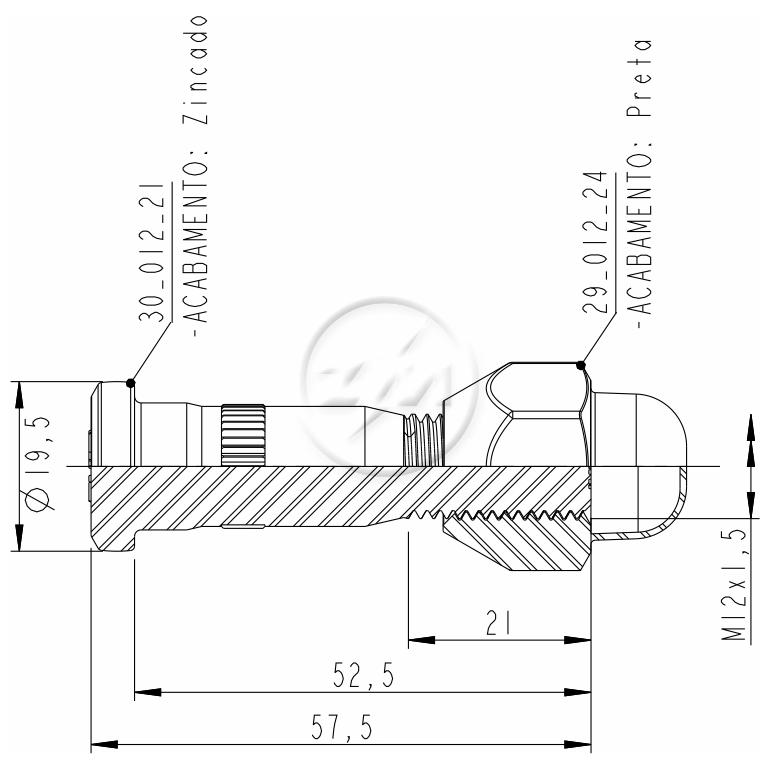 Kit 50 Parafuso Roda M12-1,5x52,5/57,5xCH21 - ZM - 40.012.11 - (2)