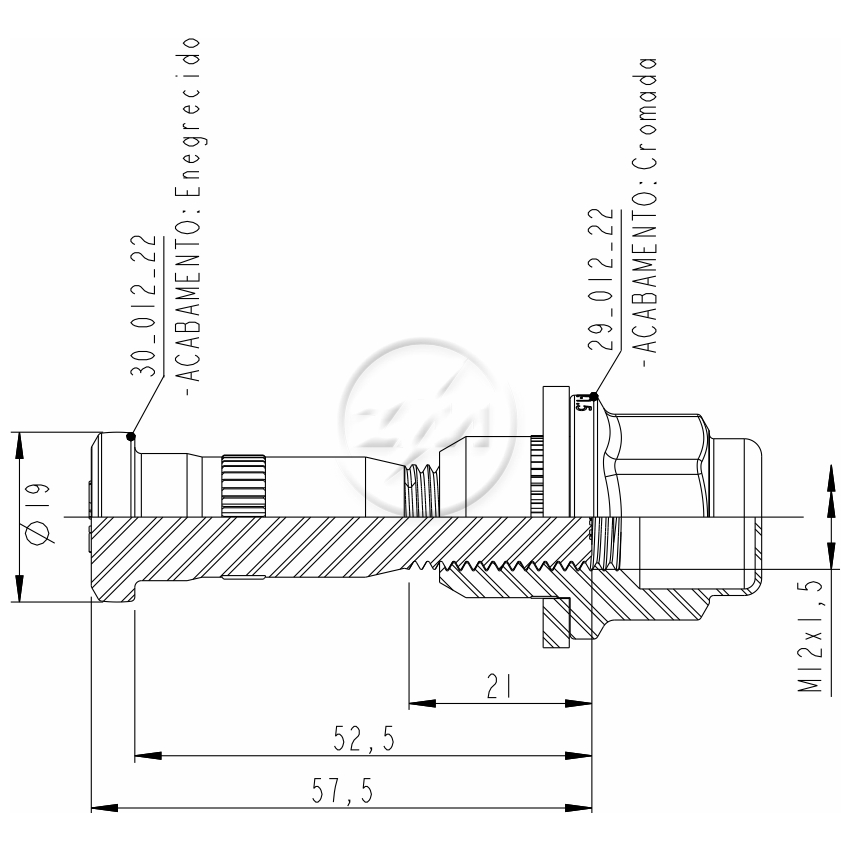 Kit 50 Parafuso Roda M12-1,5x52,5/57,5xCH21 - ZM - 40.012.12 - (2)