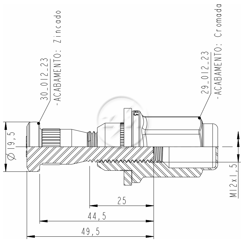 Kit 50 Parafuso Roda M12-1,5x44,5/49,5xCH21 - ZM - 40.012.15 - (2)