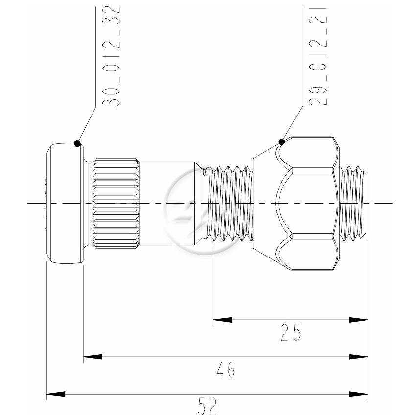 Kit 50 Parafuso Roda M12-1,5x46/45xCH19xH14 - ZM - 40.012.36 - (2)