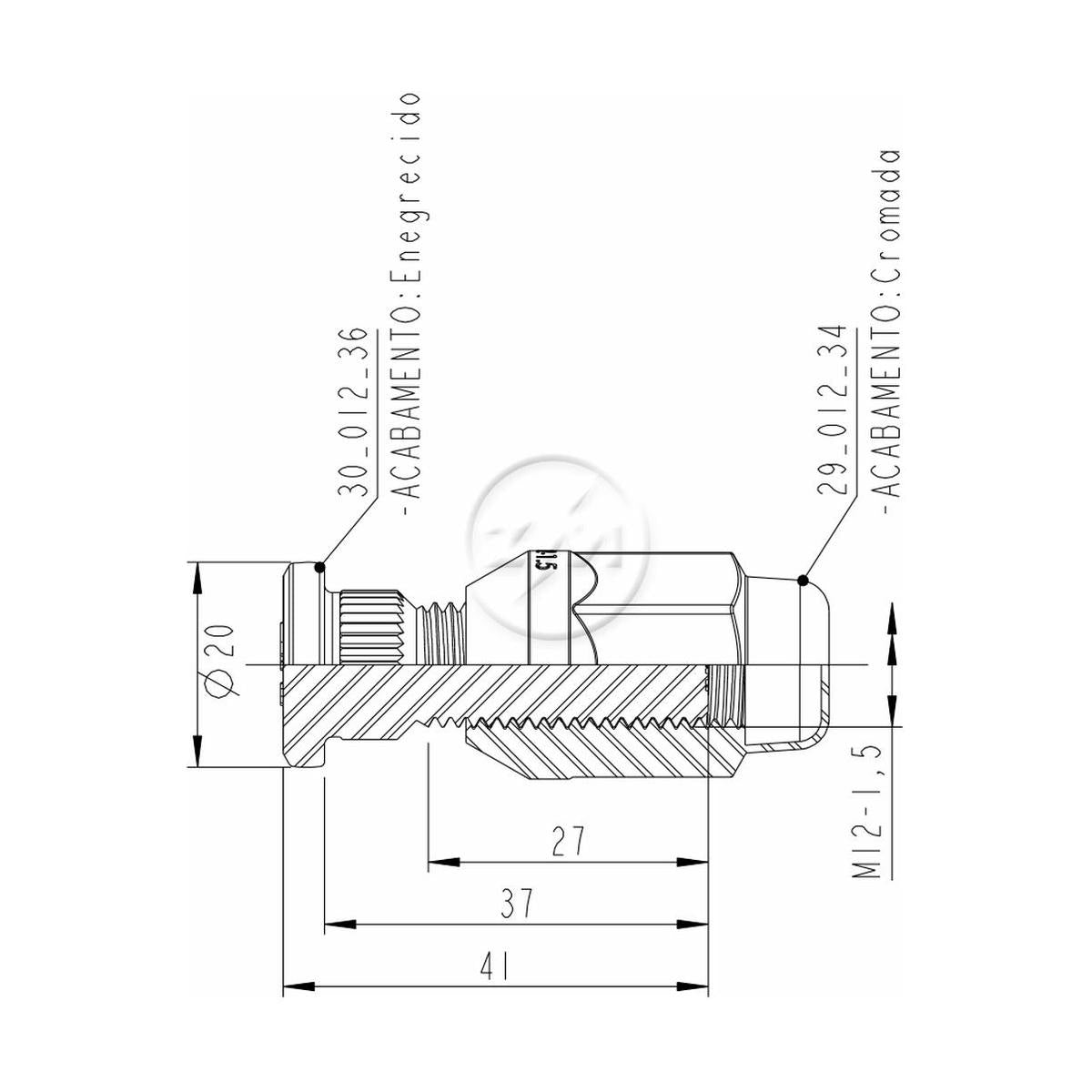 Kit 50 Parafuso Roda M12-1,5x37/41xCH19xH35 - ZM - 40.012.40 - (2)