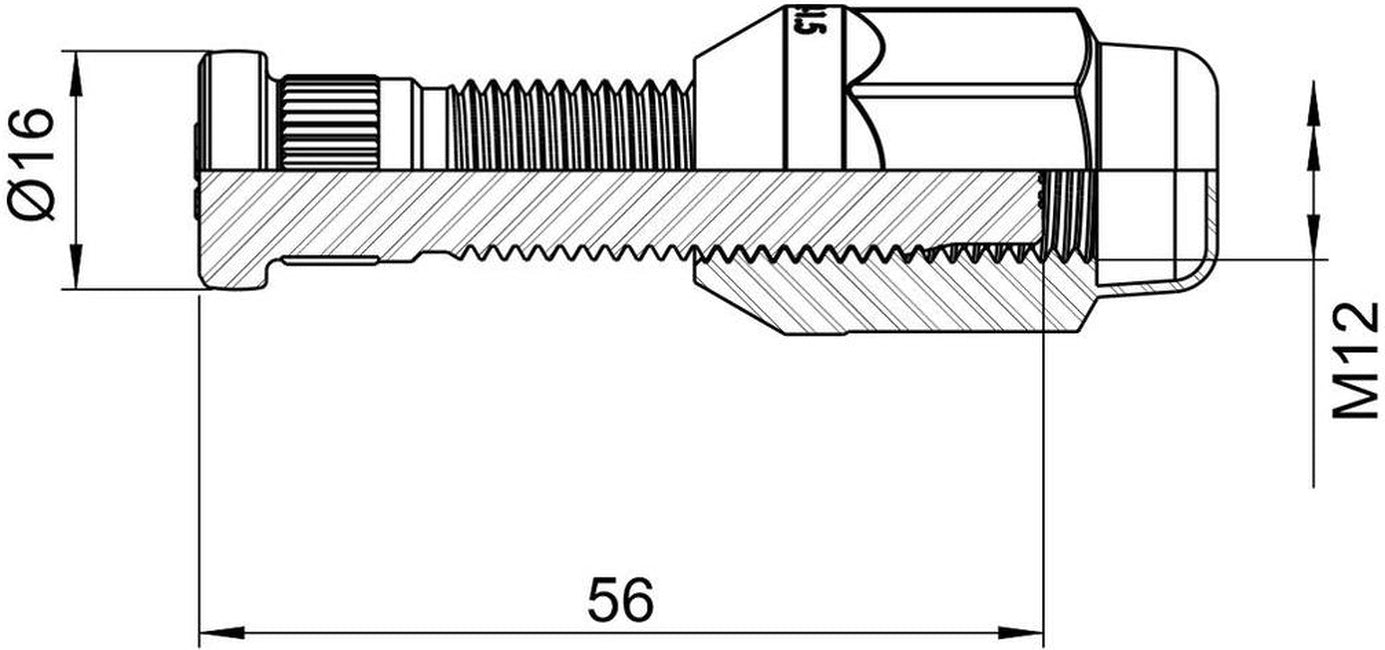Kit 50 Parafuso Roda M12-1,5x52/56,5xCH19xH35 - ZM - 4001243 - (2)