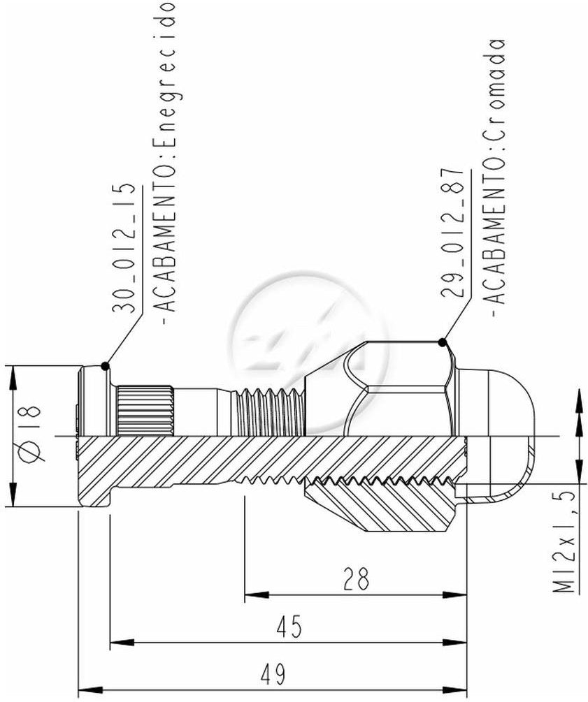 Kit 50 Parafuso Roda M12-1,5x45/49xCH21xH29 - ZM - 40.012.55 - (2)