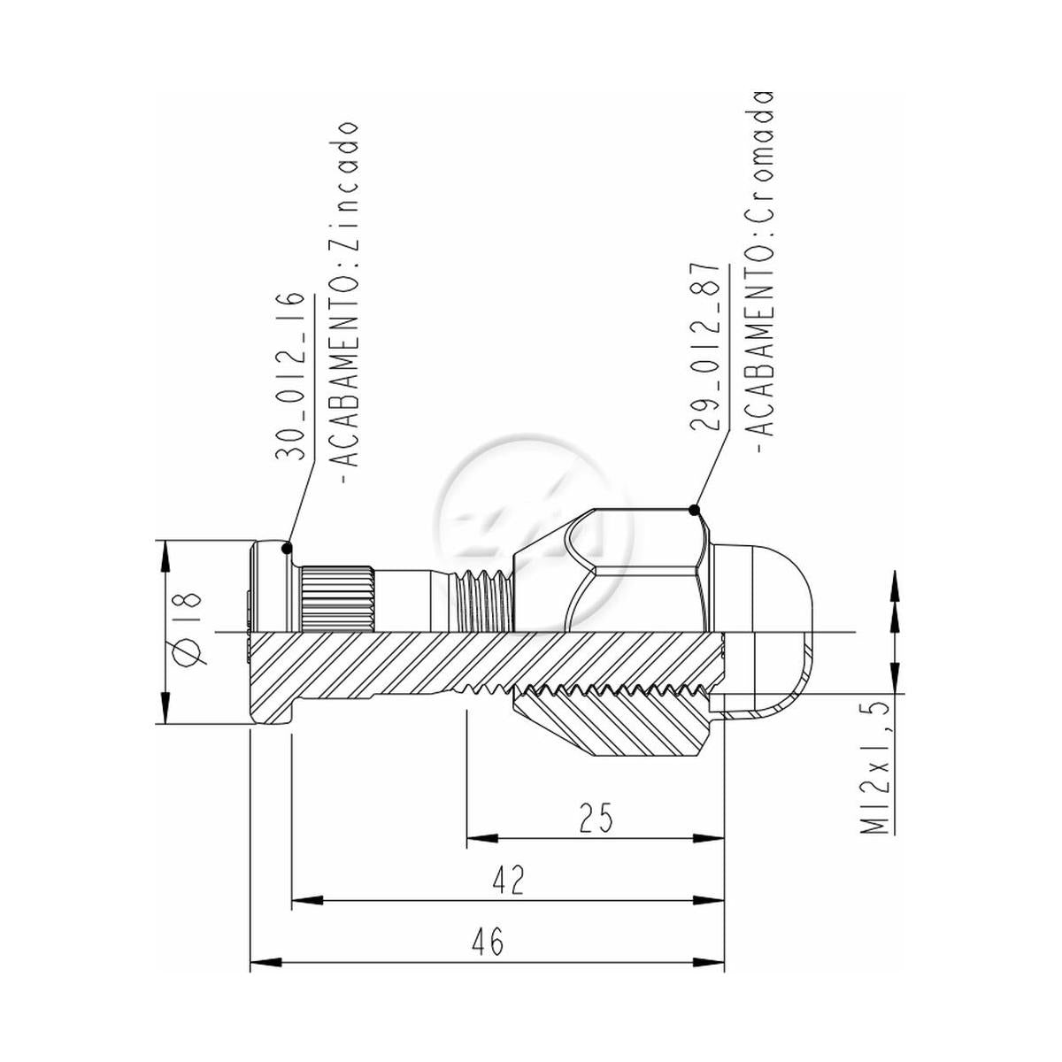 Kit 50 Parafuso Roda M12-1,5x42/46xCH21xH29 - ZM - 40.012.56 - (2)