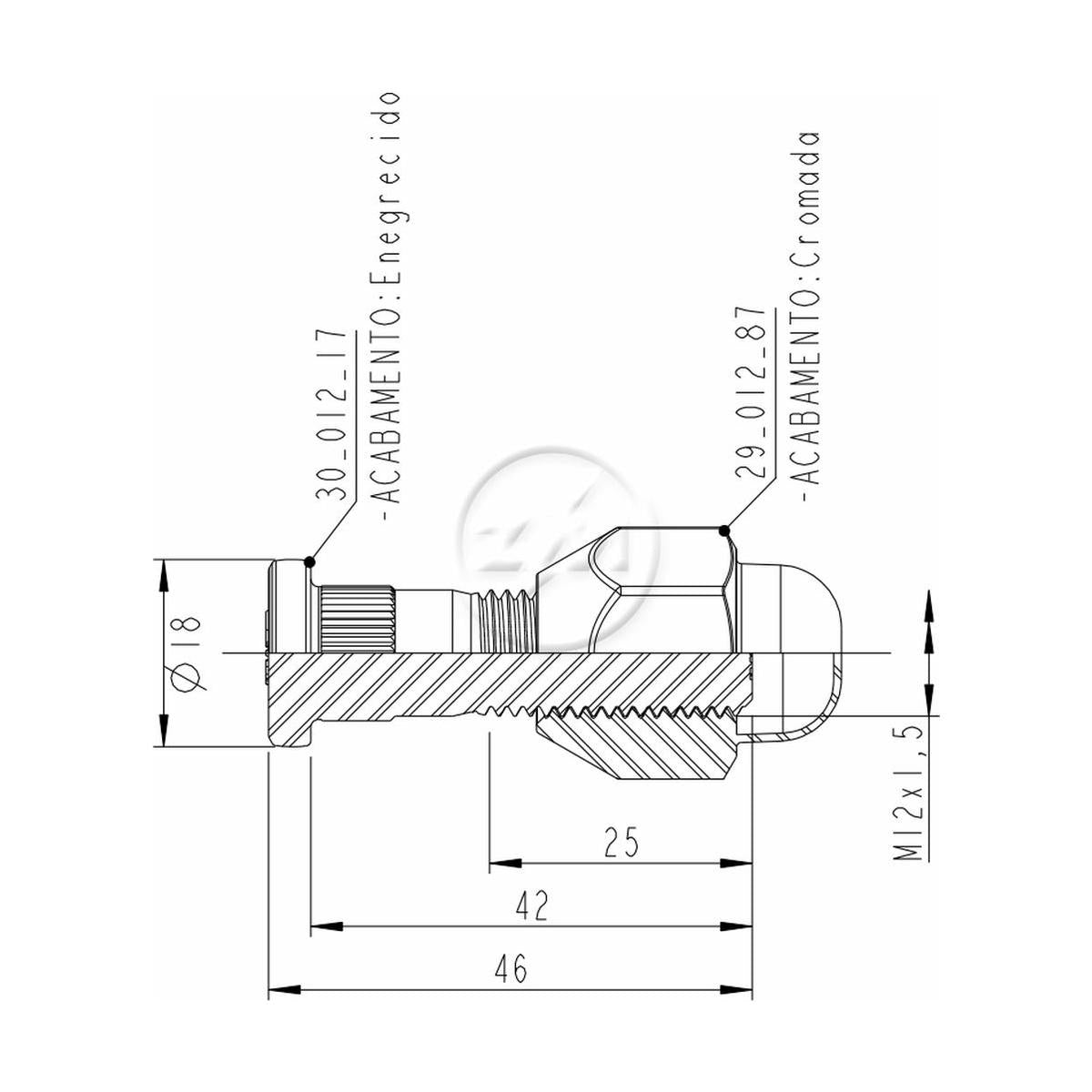 Kit 50 Parafuso Roda M12-1,5x42/46xCH21xH29 - ZM - 40.012.57 - (2)