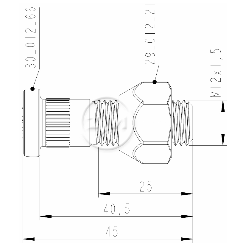 Kit 50 Parafuso Roda M12-1,5x40,5/45xCH19xH14 - ZM - 4001266 - (2)