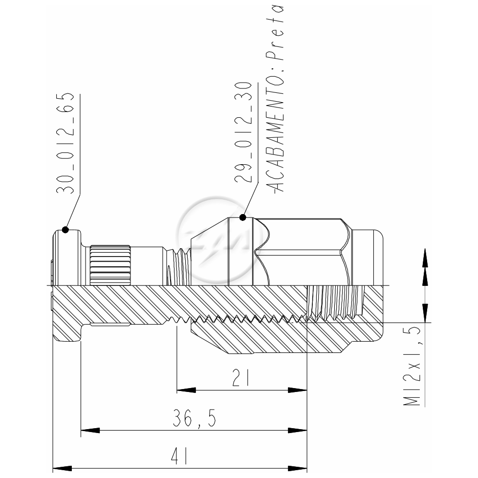 Kit 30 Parafuso Roda M12-1,5x36,5/41xCH19xH31 - ZM - 4001267 - (2)