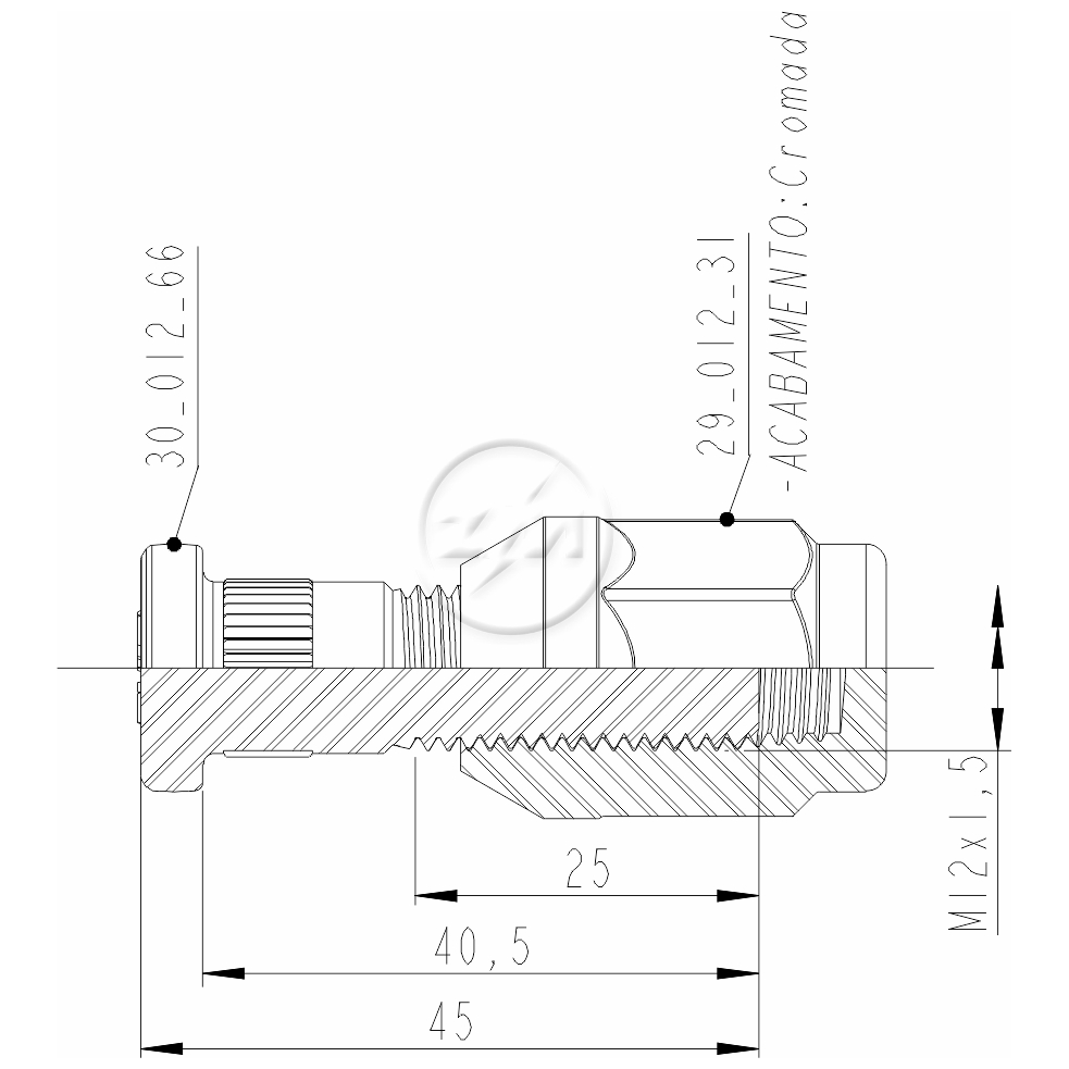 Kit 30 Parafuso Roda M12-1,5x40,5/45xCH19xH31 - ZM - 4001270 - (2)