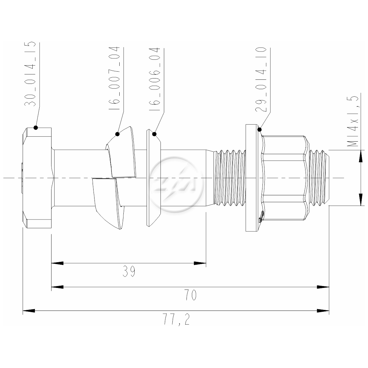 Kit 30 Parafuso Roda M14-1,5x70/77,2xCH19xH16 - ZM - 4001415 - (2)
