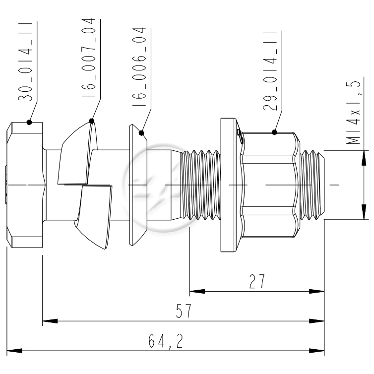 Kit 30 Parafuso Roda M14-1,5x57/64,2xCH19xH16 - ZM - 4001417 - (2)