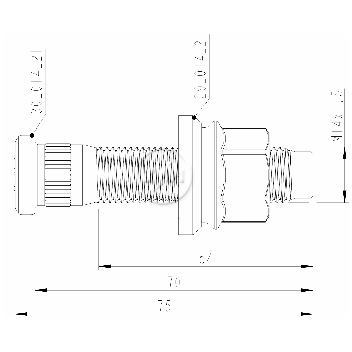 Kit 30 Parafuso Roda M14-1,5x70/75xCH21xH23 - ZM - 40.014.21 - (2)