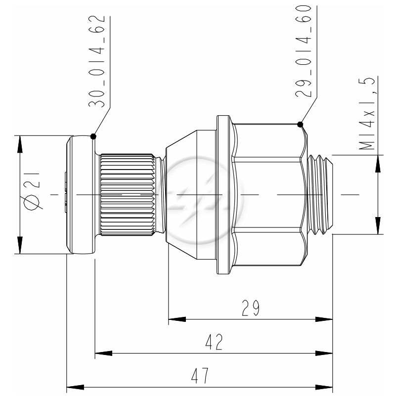 Kit 25 Parafuso Roda M14-1,5x42/47xCH22xH25 - ZM - 40.014.62 - (2)