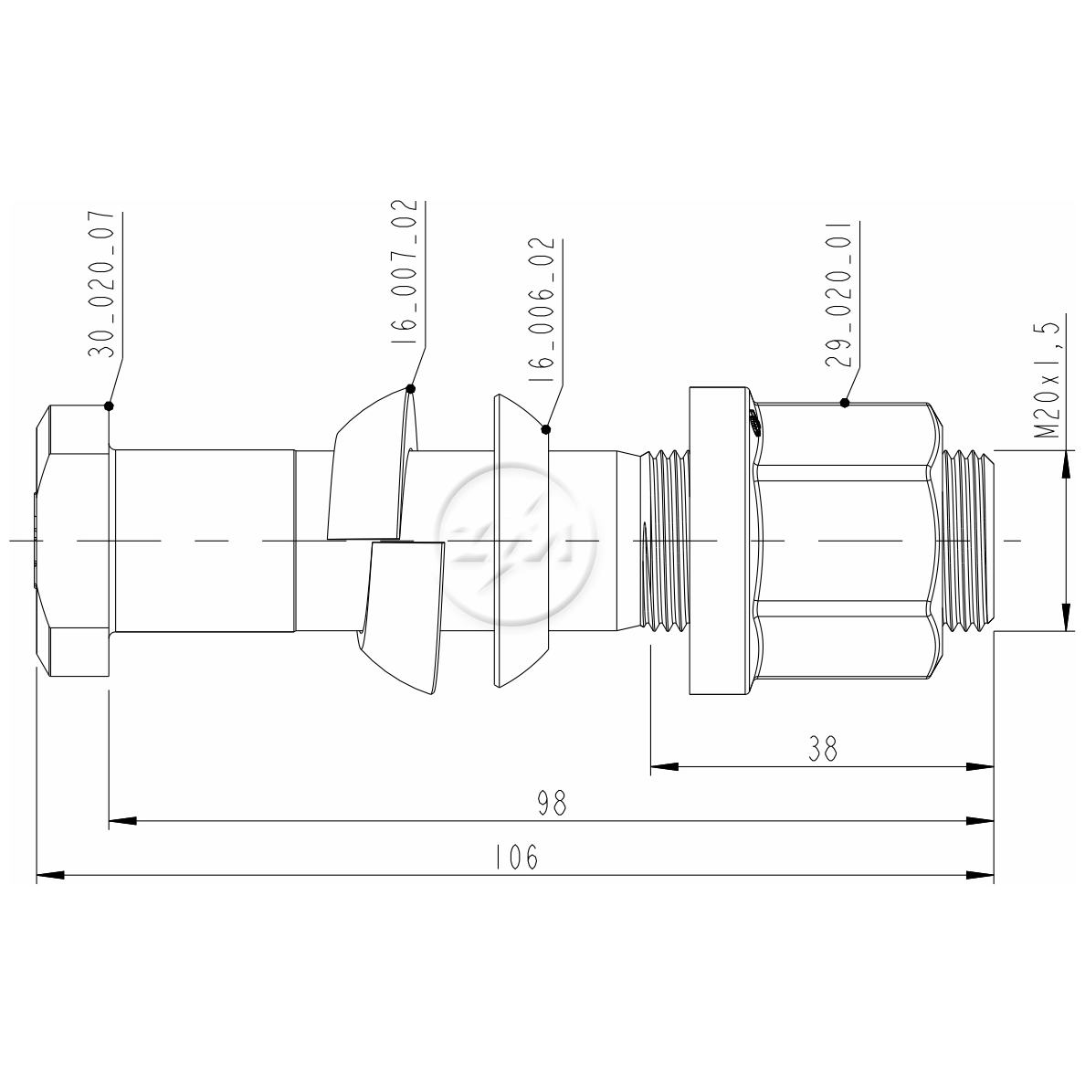 Kit 30 Parafuso Roda M20-1,5x98/106xCH27xH28 - ZM - 4002015 - (2)