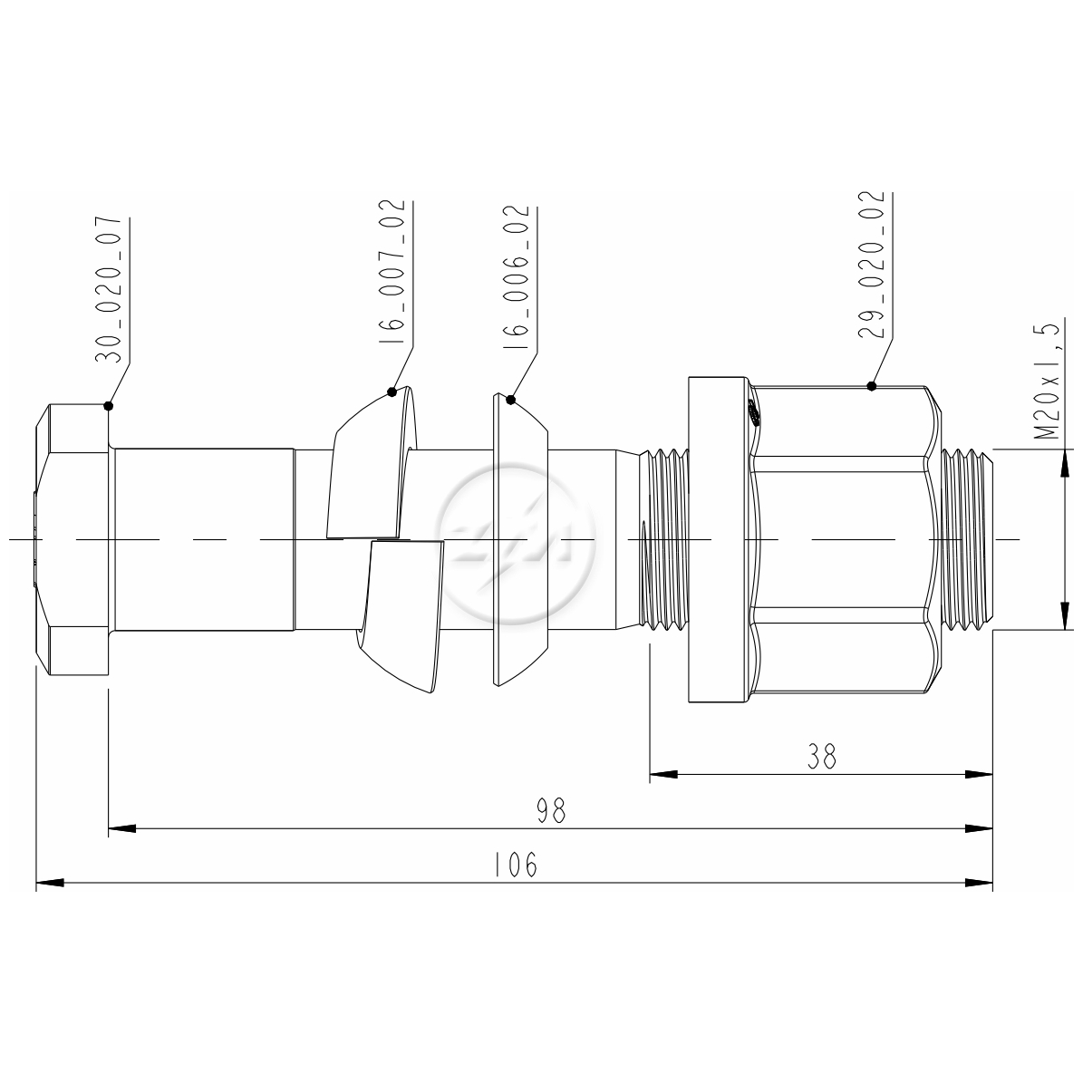 Kit 30 Parafuso Roda M20-1,5x98/106xCH30xH28 - ZM - 4002016 - (2)
