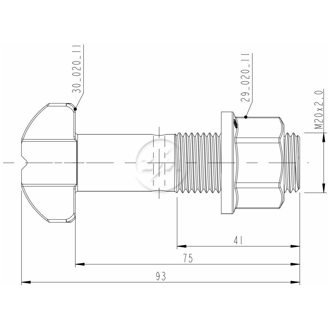 Kit 30 Parafuso Roda M20-2,0x75/93xCH27xH21 - ZM - 40.020.23 - (2)