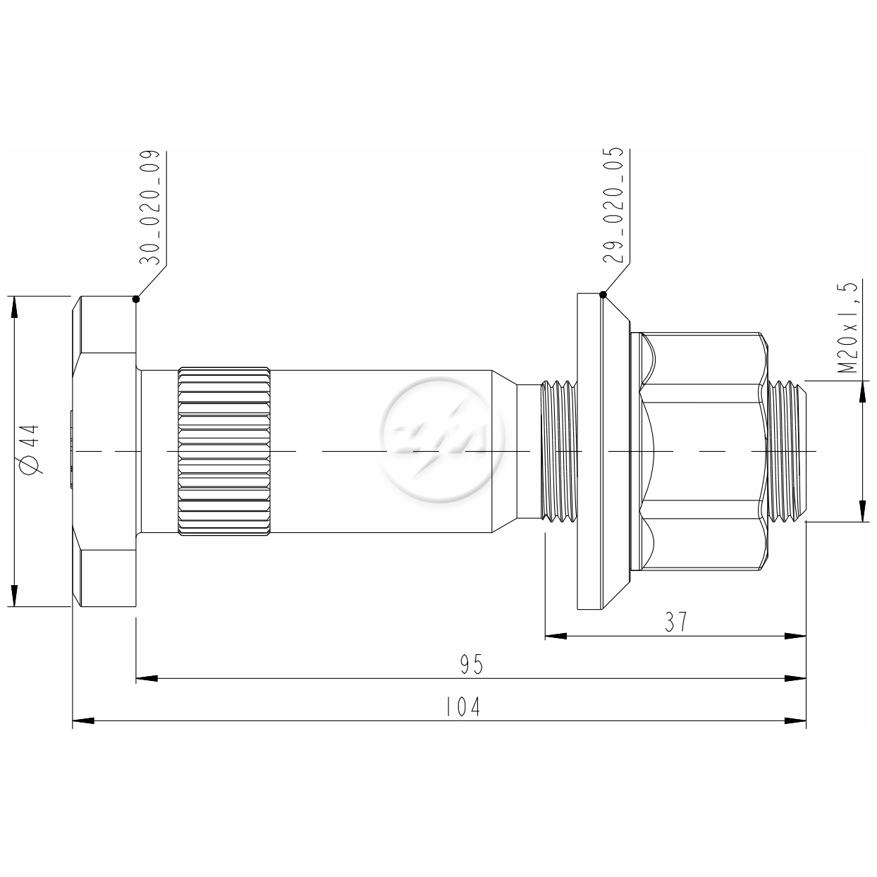 Kit 20 Parafuso Roda M20-1,5x95/104xCH30xH27 - ZM - 4002049 - (2)
