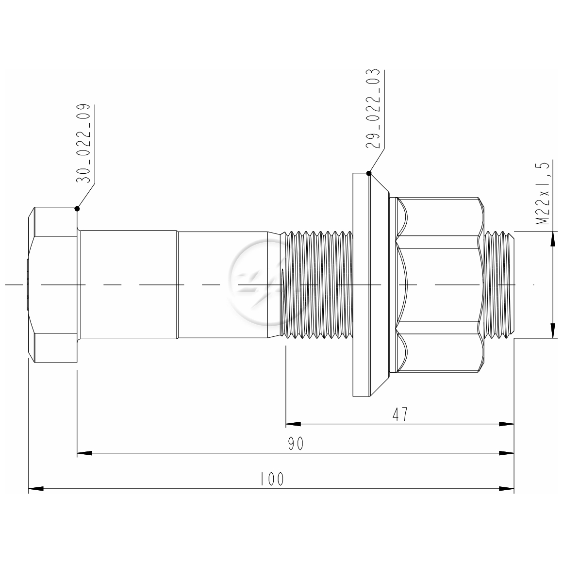 Kit 24 Parafuso Roda M22-1,5x90/100xCH32xH27 - ZM - 4002209 - (2)