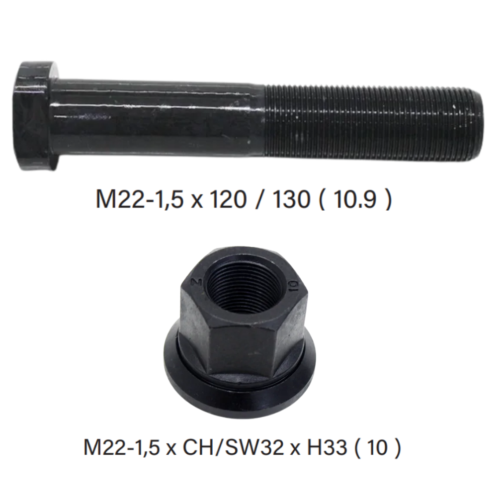 Kit 8 Parafuso Roda M22-1,5x120/130xCH32xH33 - ZM - 4002233 - (4)