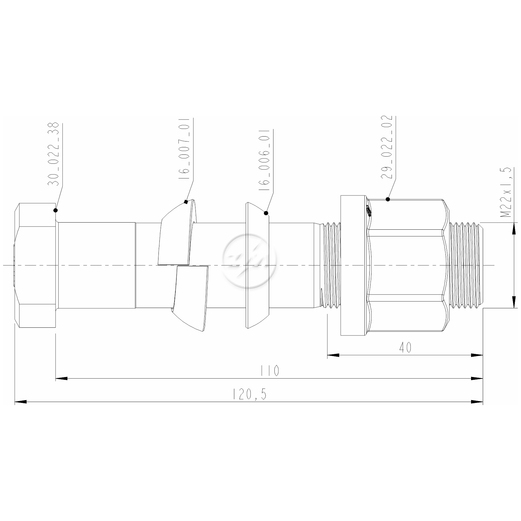 Kit 20 Parafuso Roda M22-1,5x110/120,5xCH30 - ZM - 40.022.44 - (2)