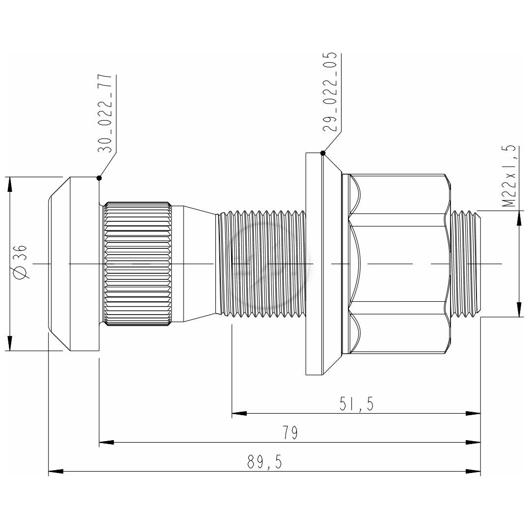 Kit 30 Parafuso Roda M22-1,5x79/89,5xCH33xH30 - ZM - 4002277 - (2)