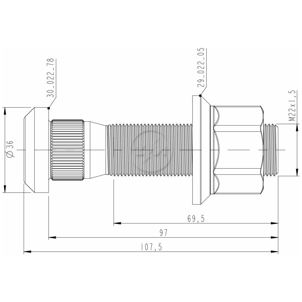 Kit 24 Parafuso Roda M22-1,5x97/107,5xCH33xH30 - ZM - 4002278 - (2)