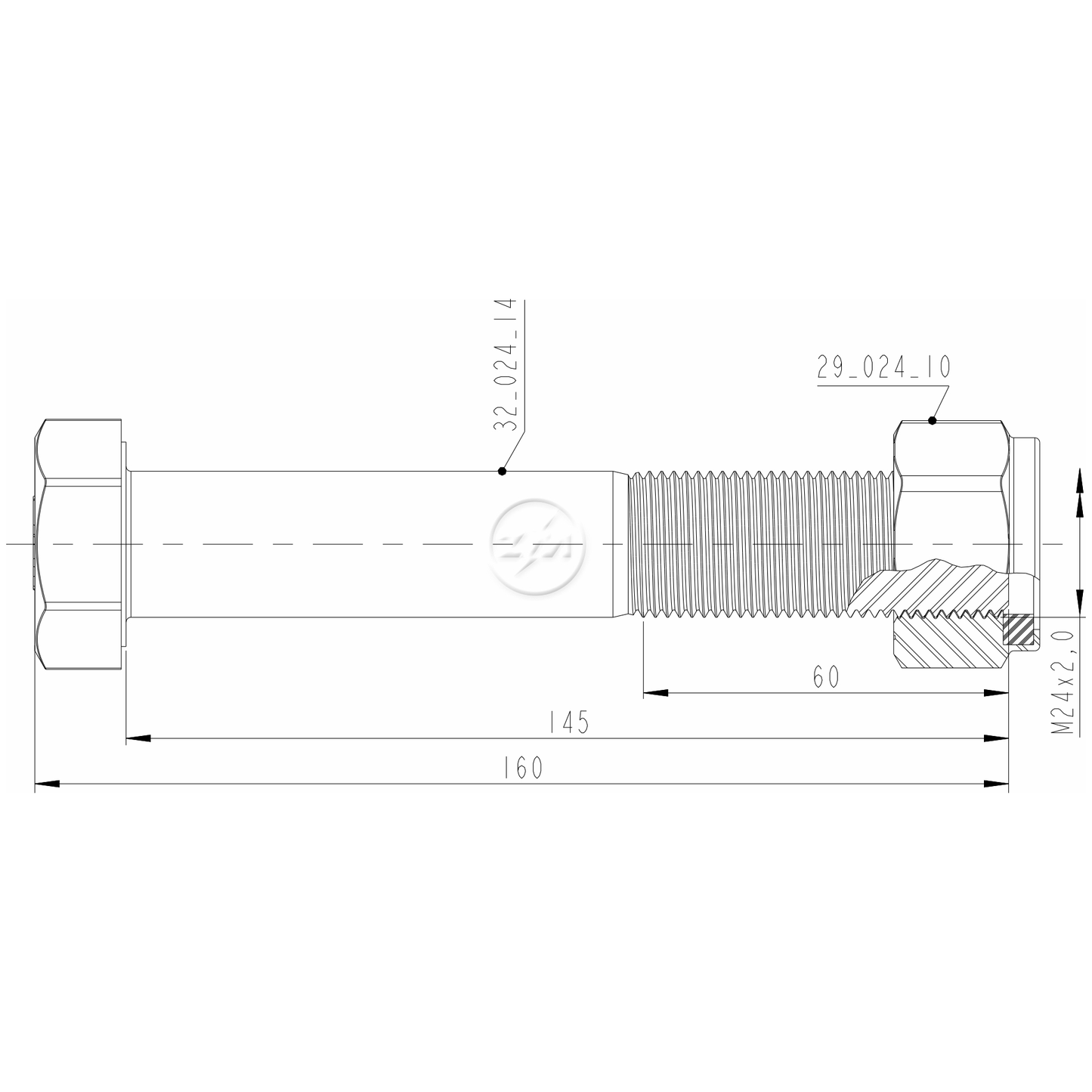 Kit 16 Parafuso Pino Tensor M24-2,0x145xCH36 - ZM - 4002414 - (2)
