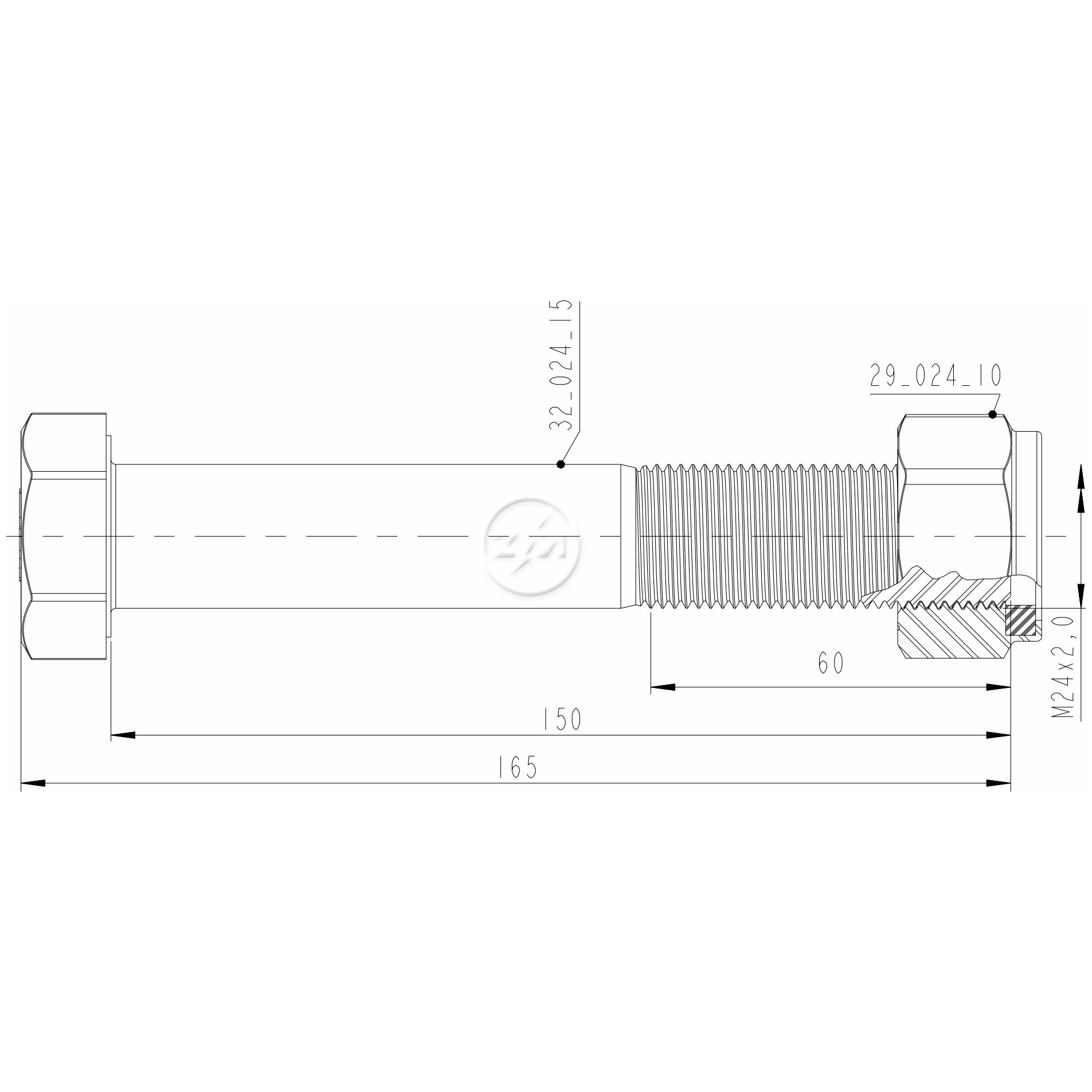 Kit 16 Parafuso Pino Tensor M24-2,0x150xCH36 - ZM - 4002415 - (2)
