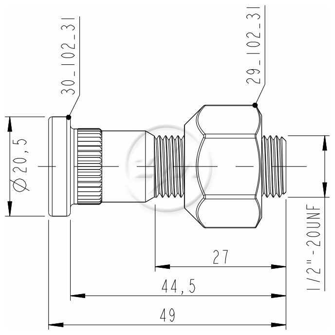Kit 50 Parafuso Roda 1/2"x44,5/49xCH7/8"xH16 - ZM - 4010231 - (2)