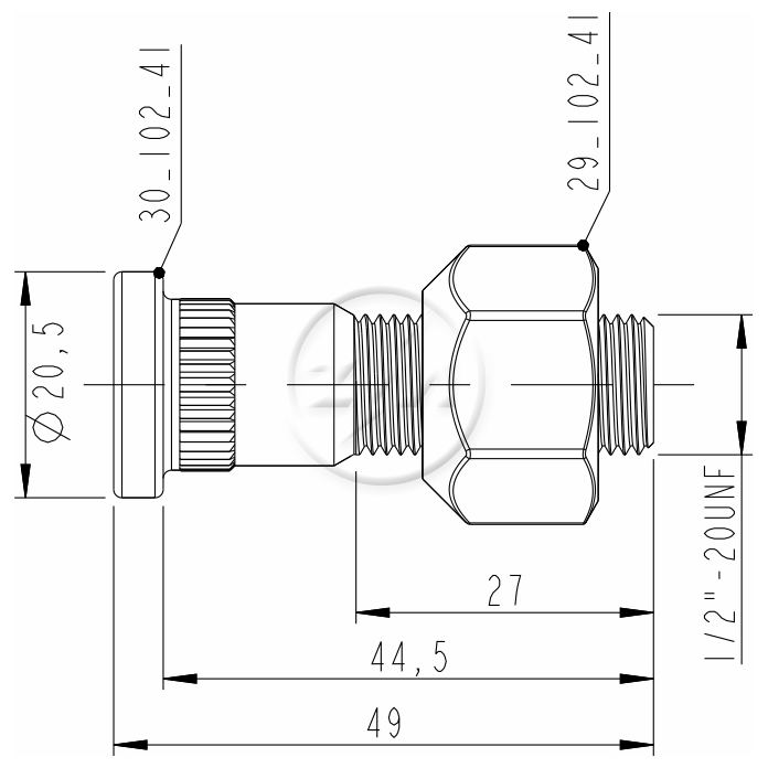 Kit 50 Parafuso Roda 1/2"x44,5/49xCH7/8"xH16 - ZM - 4010241 - (2)