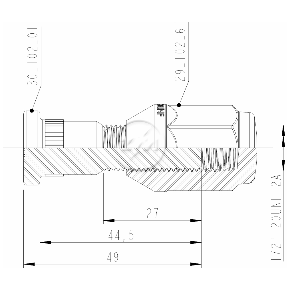 Kit 50 Parafuso Roda 1/2"x44,5/49xCH13/16"xH36 - ZM - 4010261 - (2)