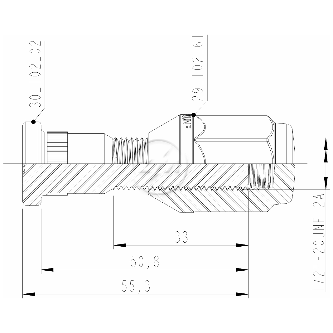 Kit 50 Parafuso Roda 1/2"x50,8/55,3xCH13/16" - ZM - 4010262 - (2)