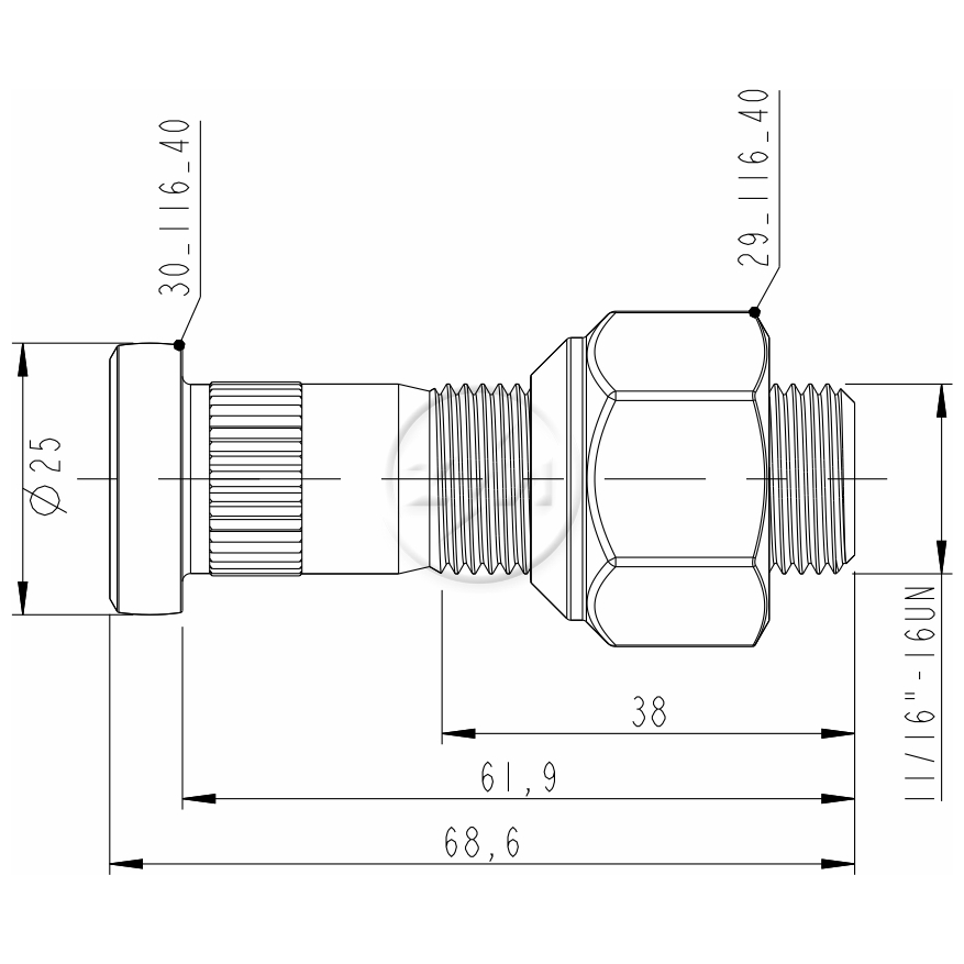 Kit 20 Parafuso Roda 11/16"x61,9/68,6 - ZM - 40.116.40 - (2)
