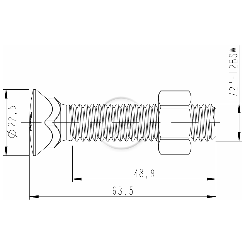 Kit 50 Parafuso para Arados 1/2"-12BSWx2.1/2" - ZM - 4012066 - (2)