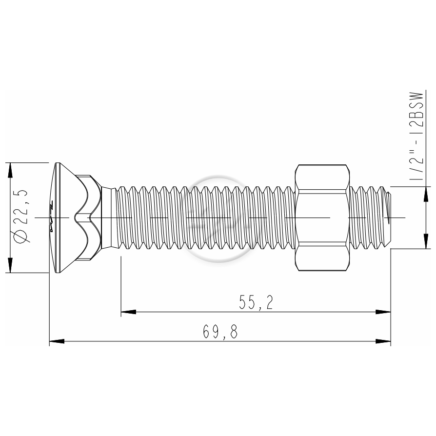 Kit 50 Parafuso para Arados 1/2"-12BSWx2.3/4" - ZM - 4012067 - (2)
