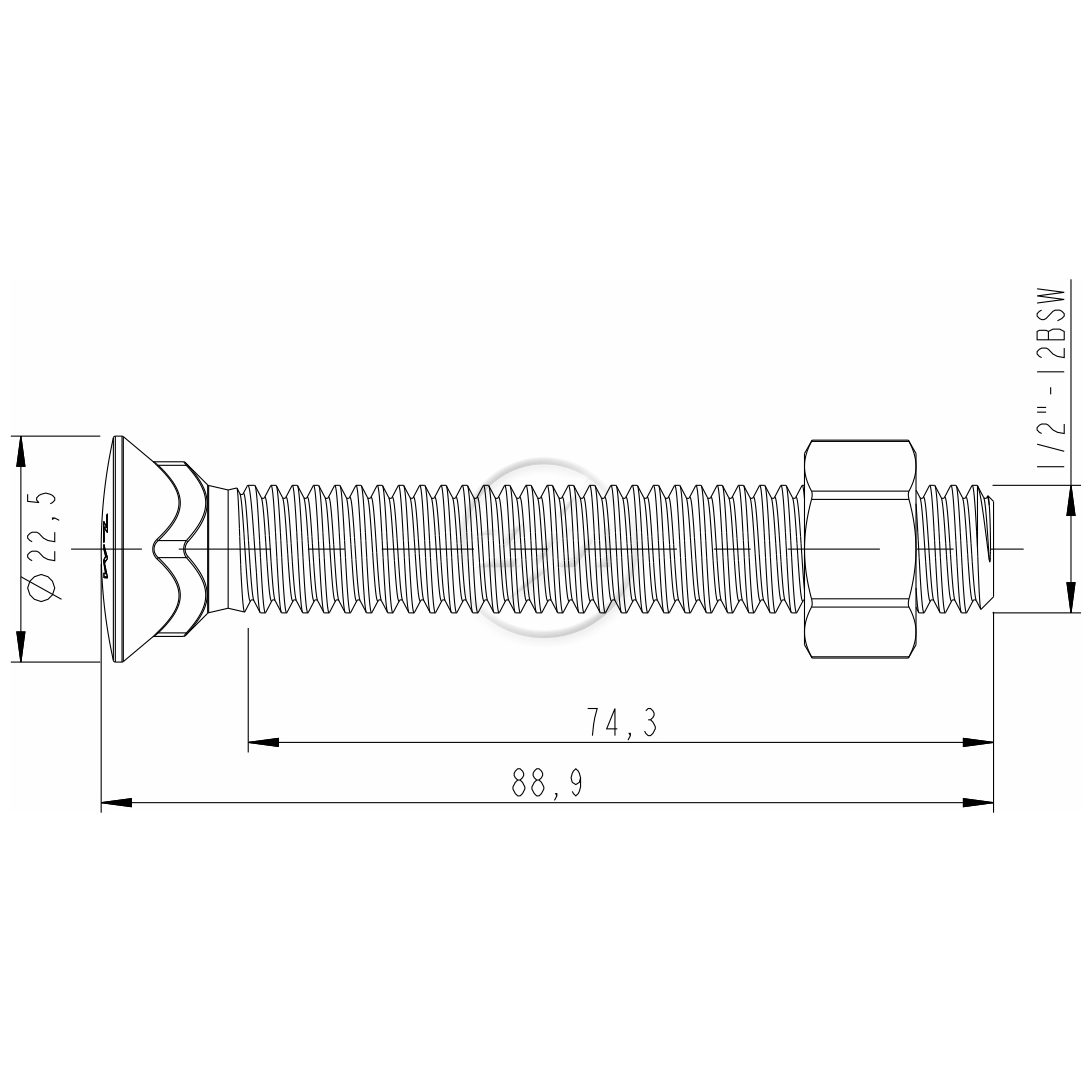 Kit 50 Parafuso para Arados 1/2"-12BSWx3.1/2" - ZM - 4012069 - (2)