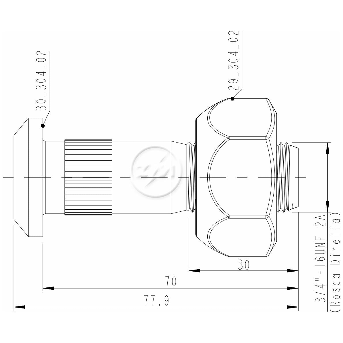 Kit 15 Parafuso Roda 3/4"x70/77,9xCH1.1/2"xH22 - ZM - 4030432 - (2)