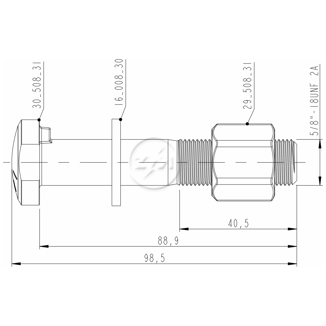 Kit 40 Parafuso Roda 5/8"x88,9/98,5xCH15/16" - ZM - 4050831 - (2)