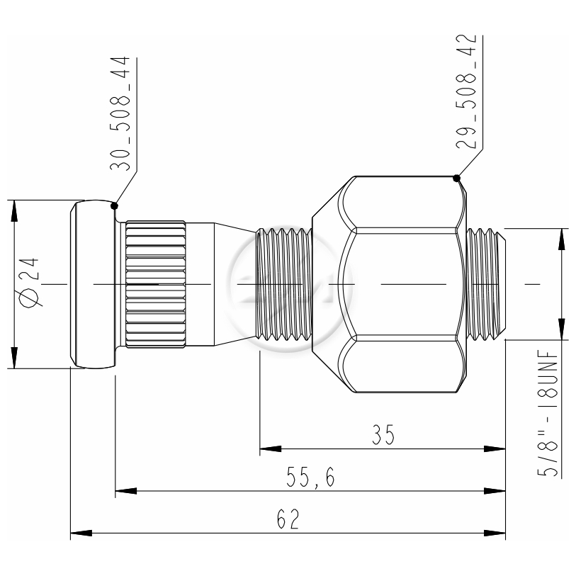 Kit 30 Parafuso Roda 5/8"x55,6/62xCH1.1/16" - ZM - 40.508.44 - (2)