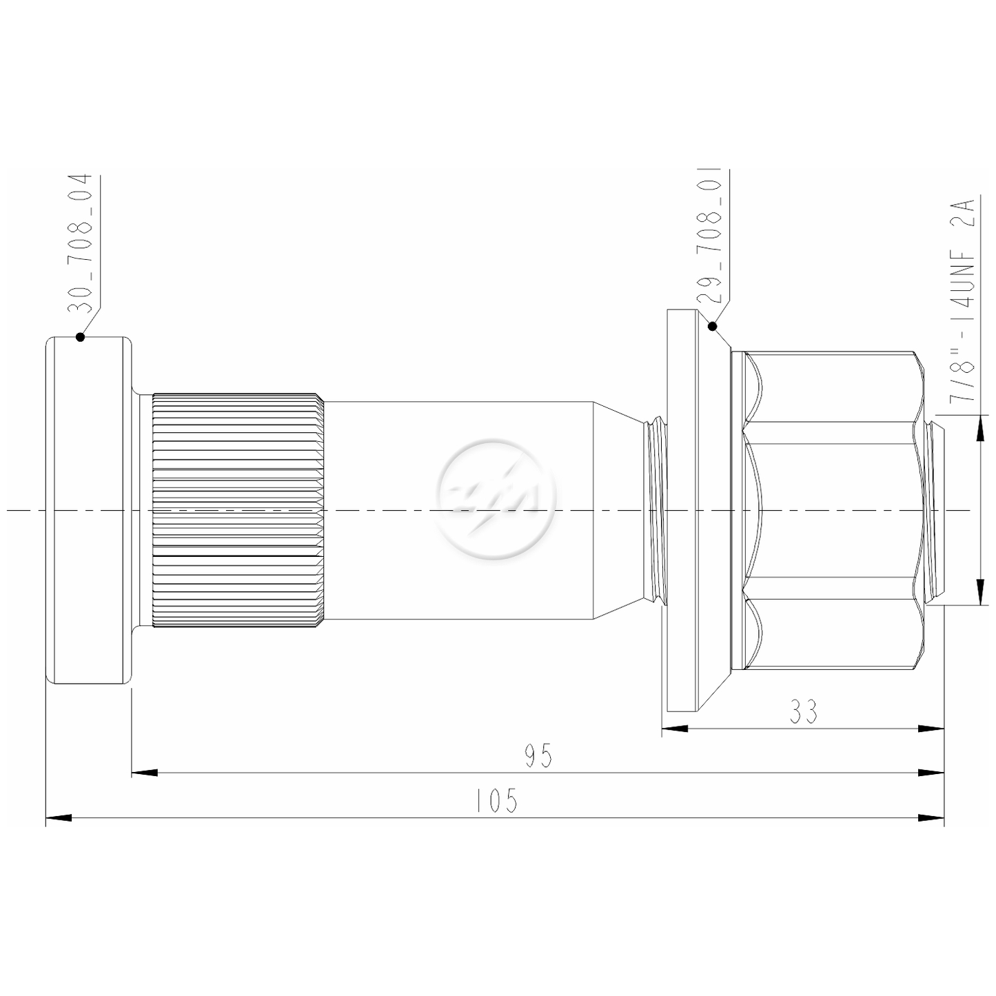 Kit 20 Parafuso Roda 7/8"x95/105xCH1.5/16"xH30 - ZM - 4070804 - (2)
