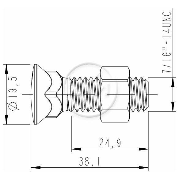 Kit 100 Parafuso Arados 7/16"x 1,1/2"xCH5/8" - ZM - 4076162 - (2)