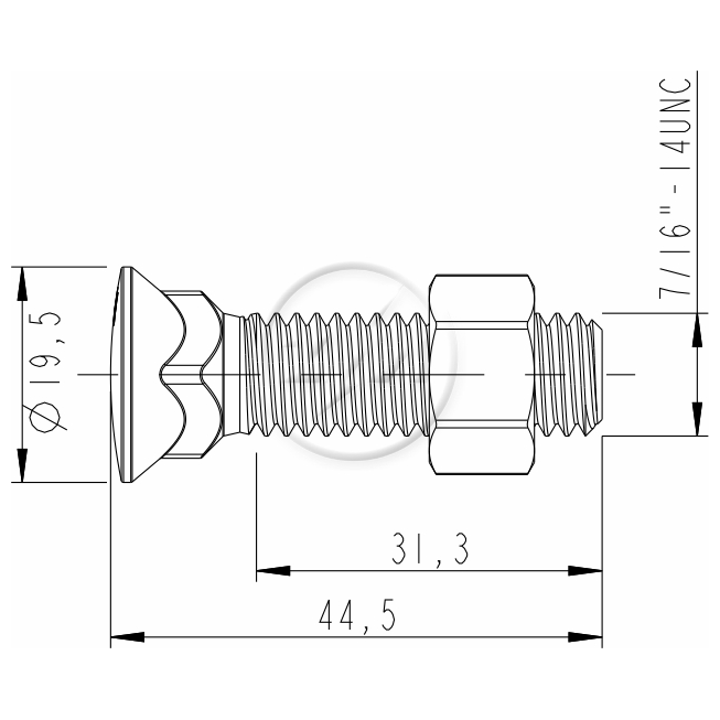 Kit 100 Parafuso Arados 7/16"x 1,3/4"xCH5/8" - ZM - 4076163 - (2)