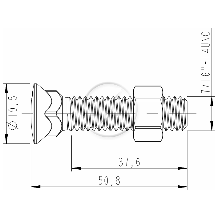 Kit 100 Parafuso para Arados 7/16"x 2"xCH5/8" - ZM - 4076164 - (2)