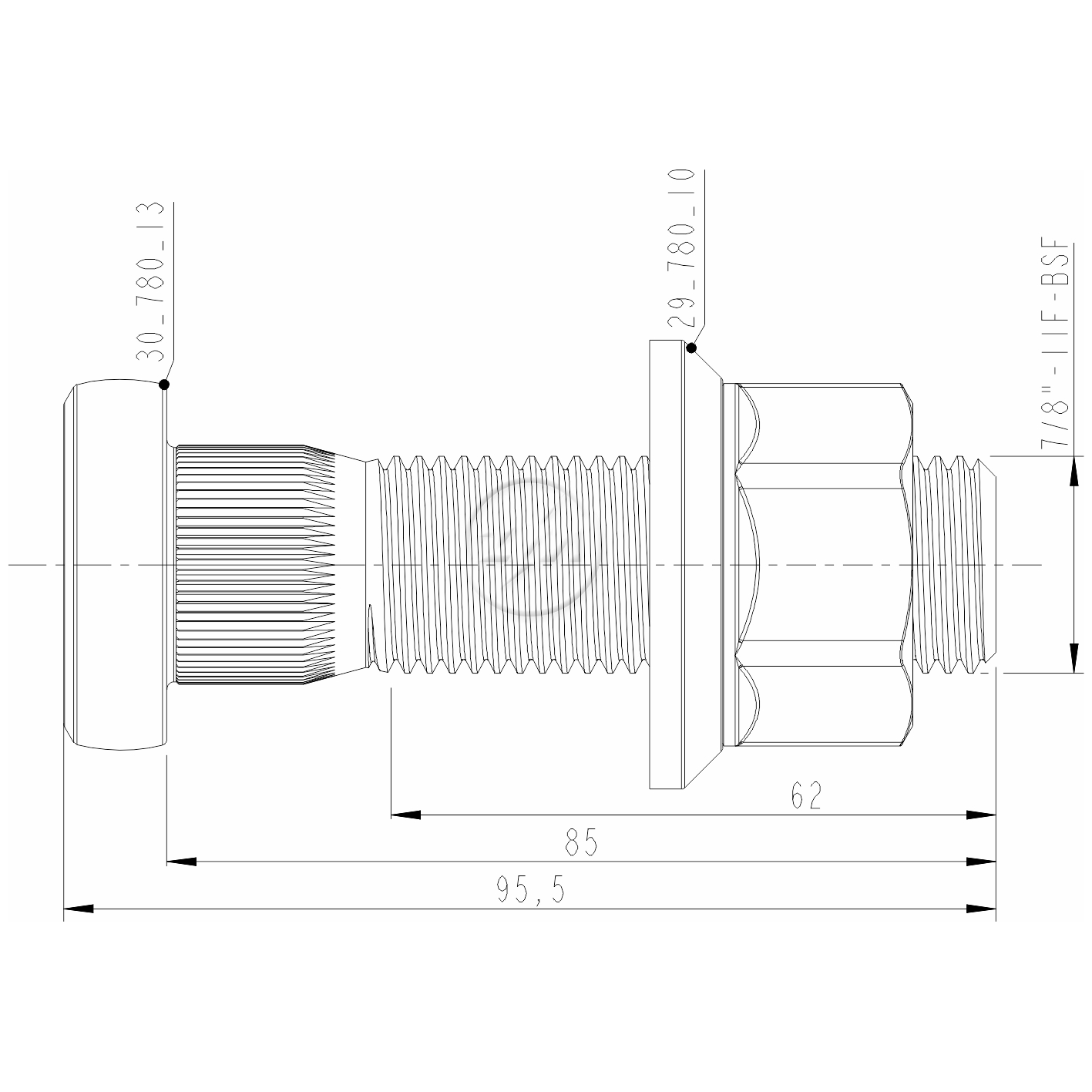 Kit 20 Parafuso Roda 7/8"x85/95,5xCH1.5/16" - ZM - 40.780.13 - (2)
